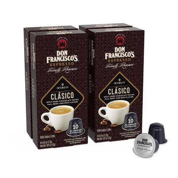 Don Franciscos Espresso Pods - 40 Recyclable Aluminum Capsules, Intensity 9 Dark Roast, Compatible with Nespresso, Coffee, Pack of 4