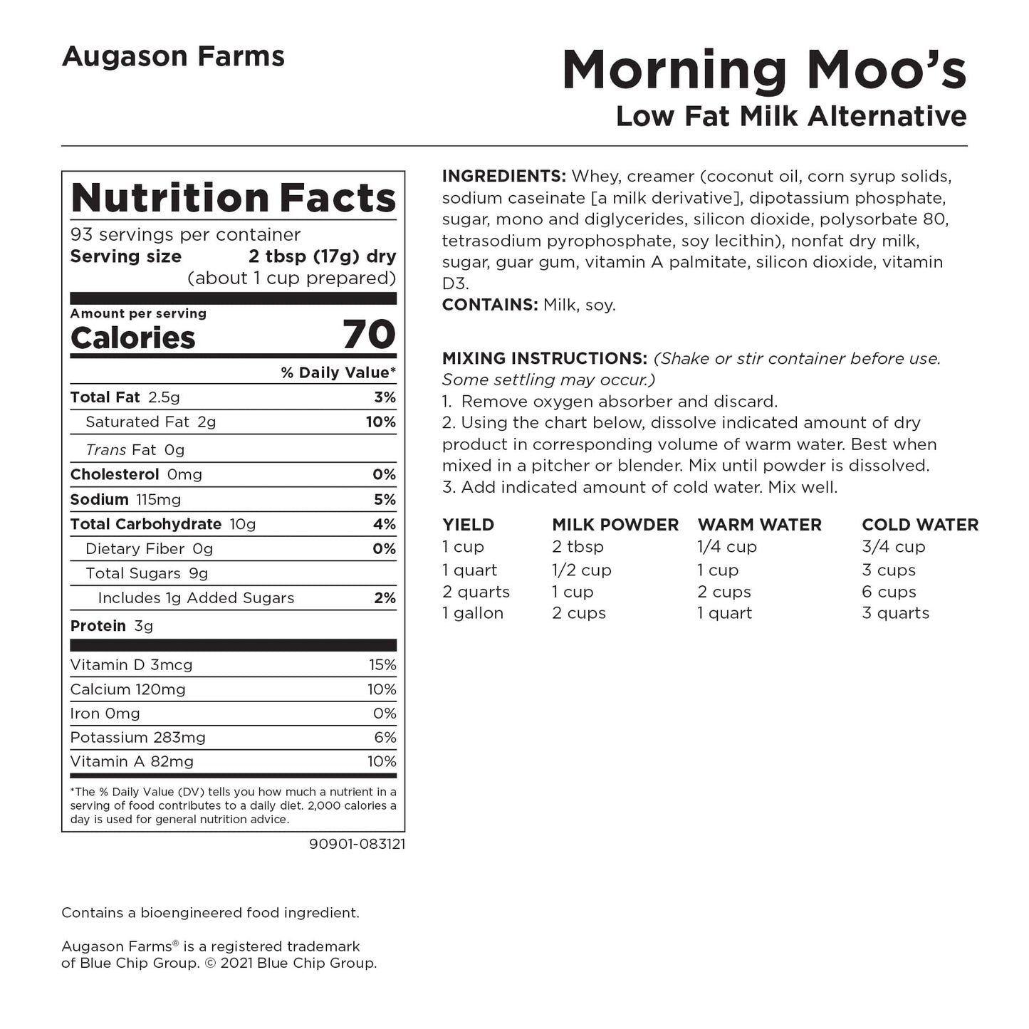 Augason Farms Morning Moo'S Milk Alternative Can, Emergency Food Storage, Everyday Meals, 93 Servings