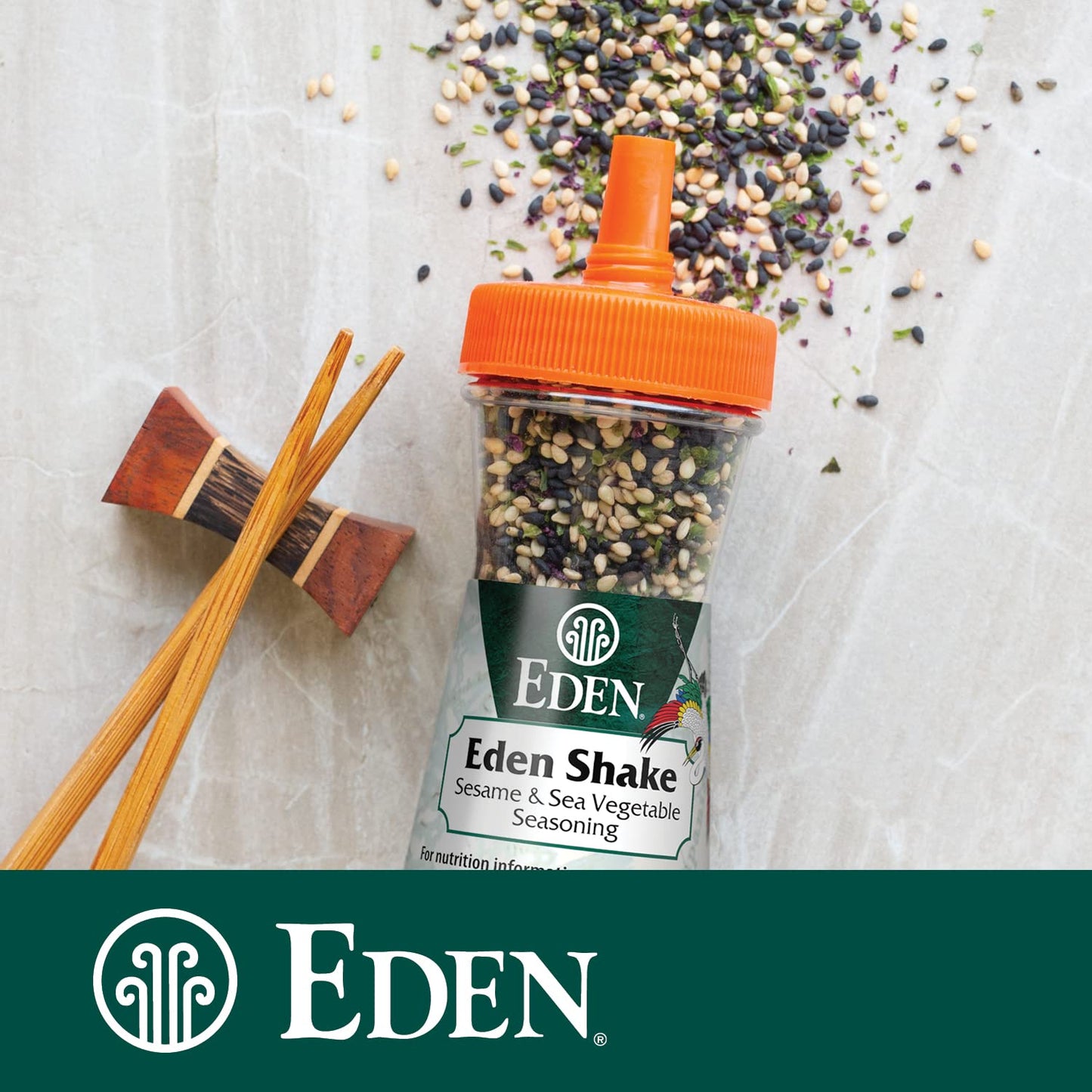 Eden Shake Furikake, Made in Japan, Rice Seasoning, No Sugar, Seaweed, Nori, Pickled Red Shiso Leaf, Black and White Sesame Seed
