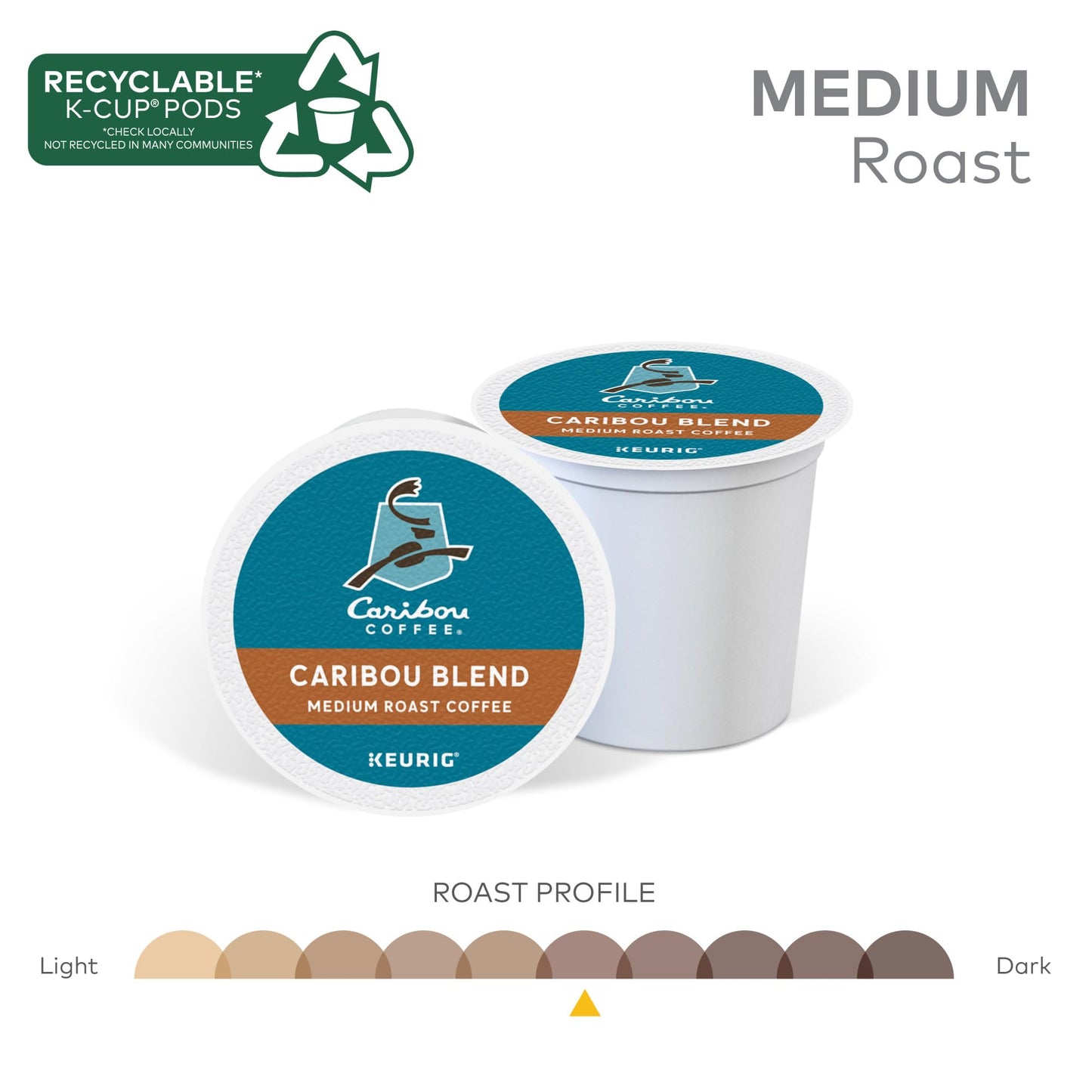 Caribou Coffee Caribou Blend, Keurig Single-Serve K-Cup Pods, Medium Roast Coffee, 32 Count