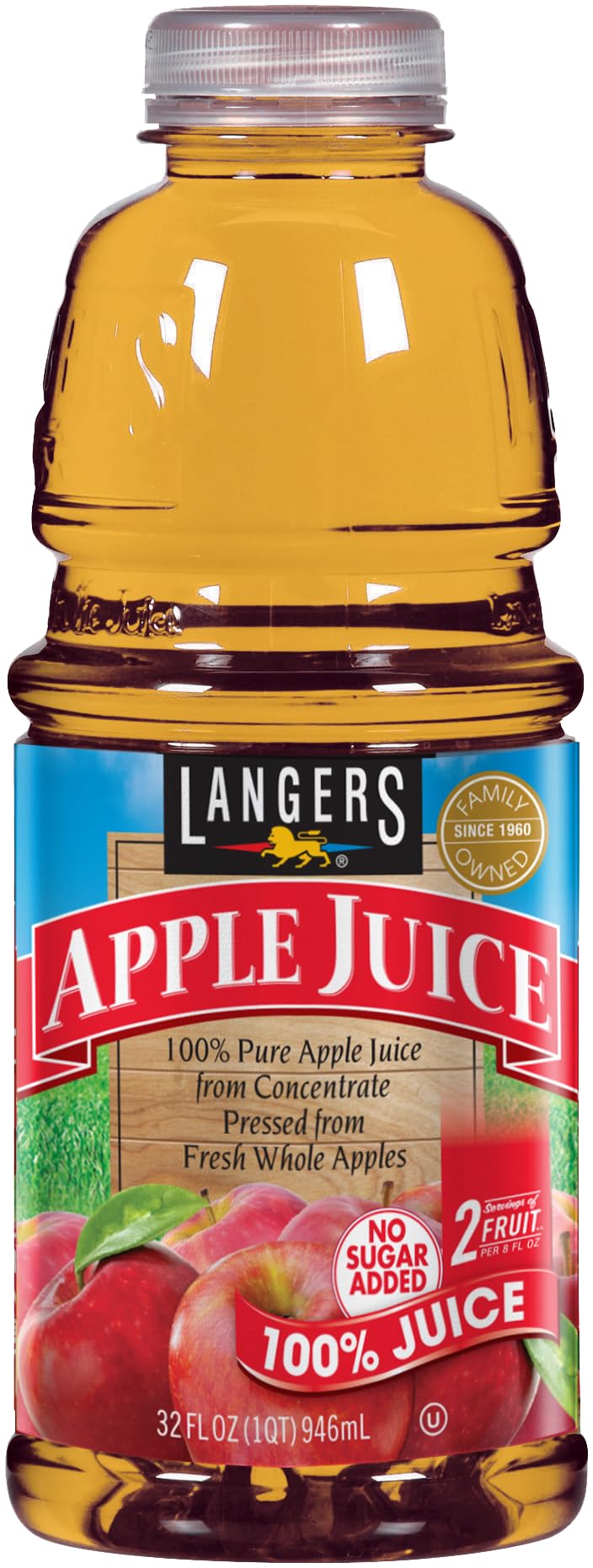 Langers 100% Juice  Apple  32 Fl Oz (Pack of 12)
