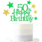 Pargleev Glittery 50th Birthday Cake Topper, Personalised Party Decoration, Green Gold, Model hbcp-ljcp50-221027