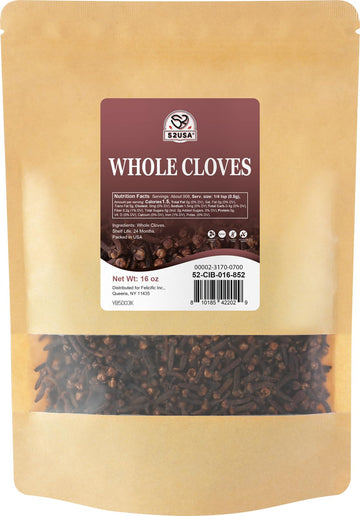 52USA Cloves 16oz in Bag | Whole, Fresh & Aromatic Cloves | Premium Spice for Cooking, Baking, & Tea | Natural, Non-GMO, Kosher 