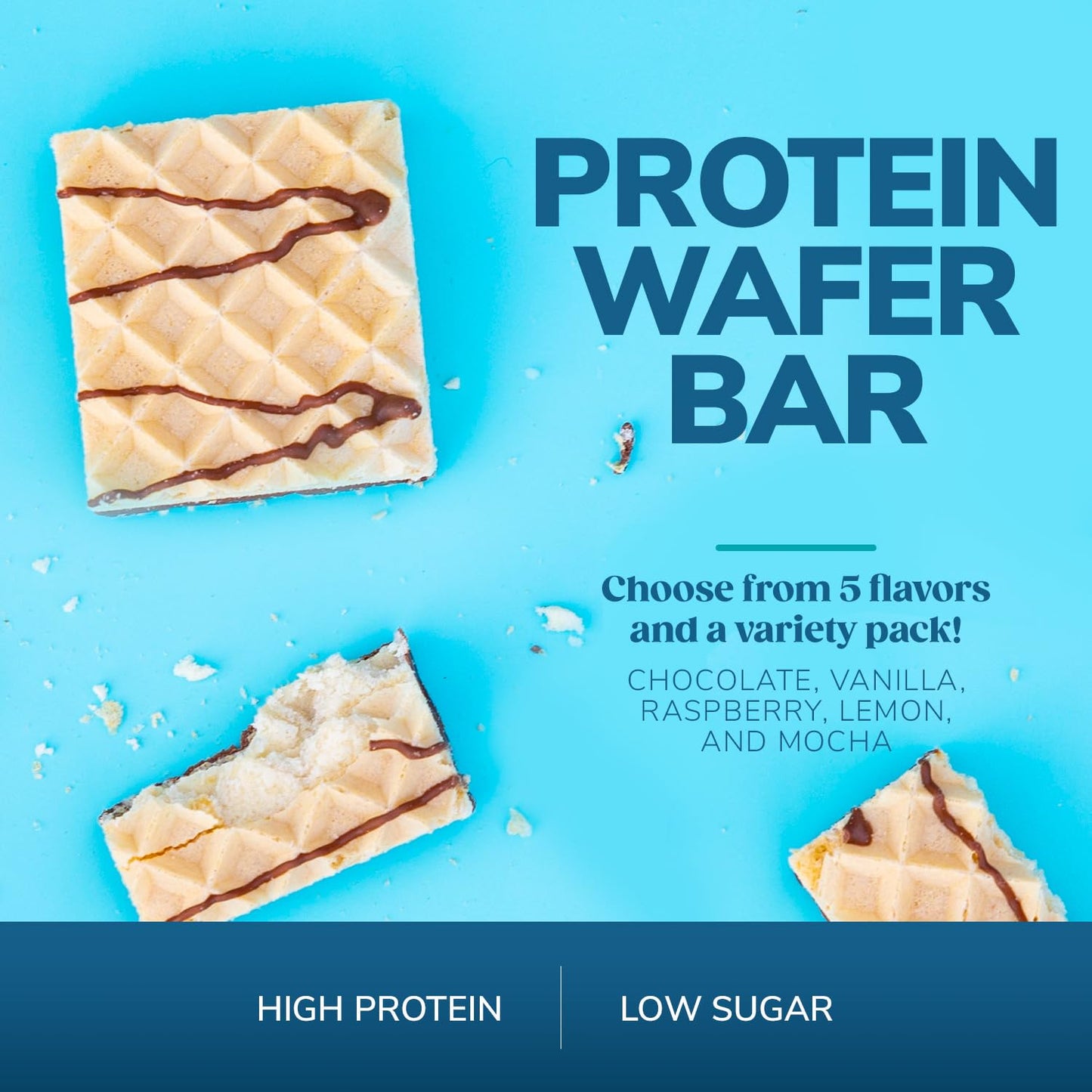 WonderSlim Protein Wafer Snack Bar Variety Pack, 15g Protein, 5 Flavors, 5 Count