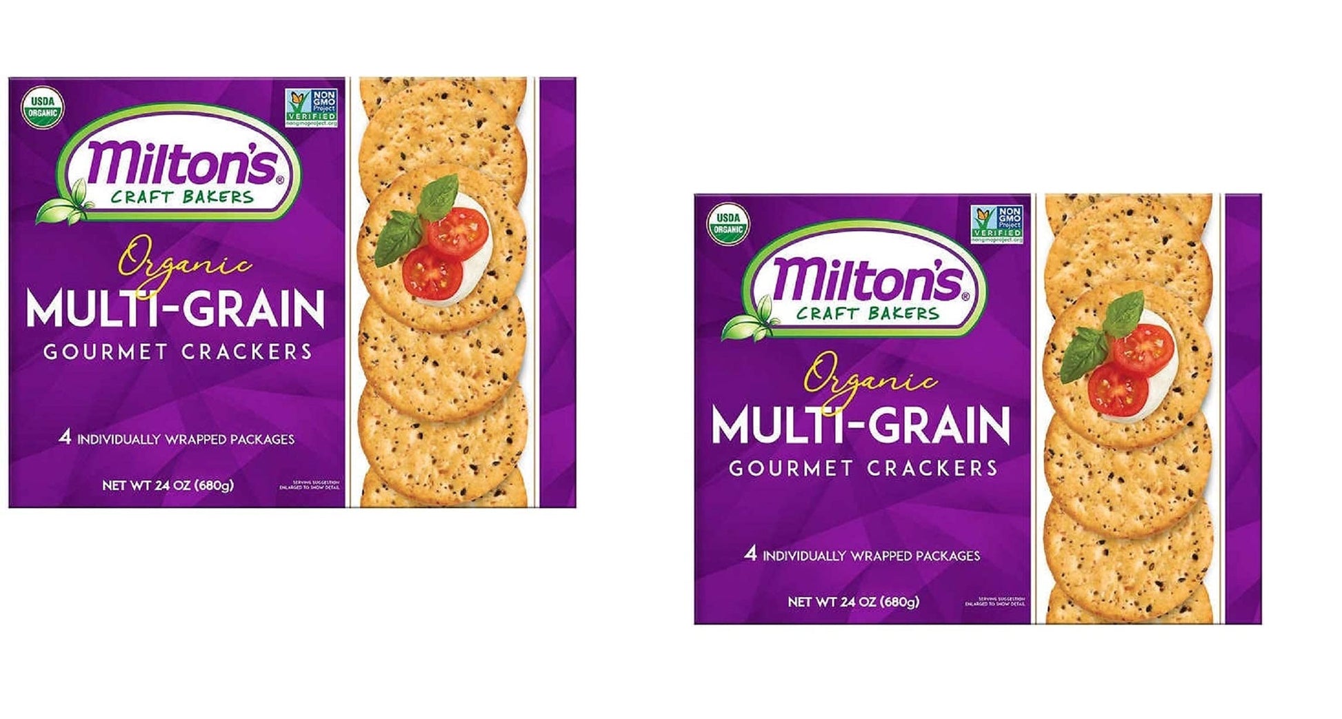 Milton'S Craft Bakers Original Multi-Grain Gourmet Baked Crackers 680G (4 Individually Wrapped Packages) Two-Pack