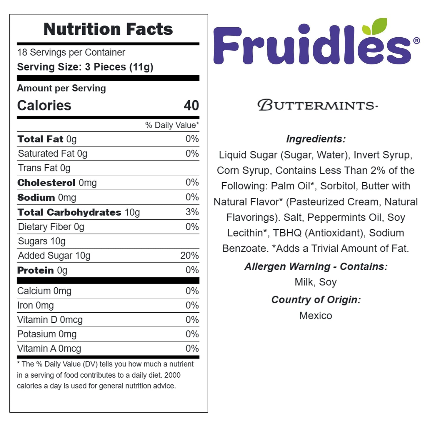 Fruidles Big Dots Buttermints, After Dinner Mints, Fat-Free, Kosher Certified, Individually Wrapped (Baby Blue, 110 Pieces)