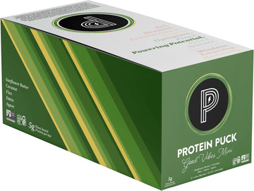 Protein Puck Vegan Plant Based Protein Bar – Natural Healthy Snack Bars, 12 Count, 1.34Oz Mini, Gluten Free, Dairy Free, No Gmo, Kosher – Good Vibes - Coconut, Almonds, Dates, Sport Nutrition