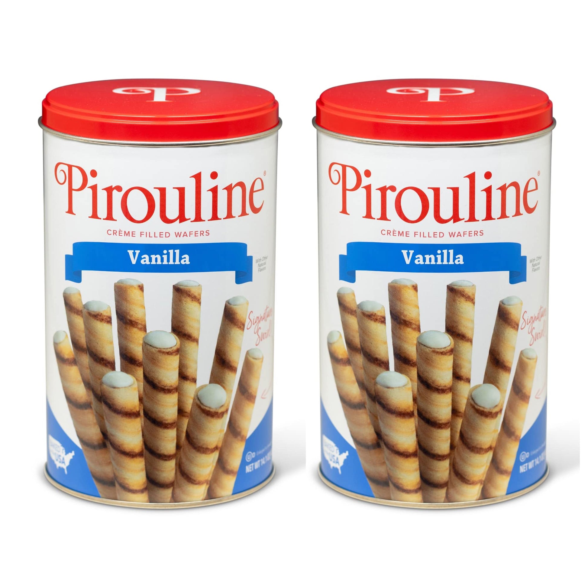 Pirouline Rolled Wafers – Vanilla – Rolled Wafer Sticks, Crème Filled Wafers, Rolled Cookies For Coffee, Tea, Ice Cream, Snacks, Parties, Gifts, And More – 14.1Oz Tin 2Pk