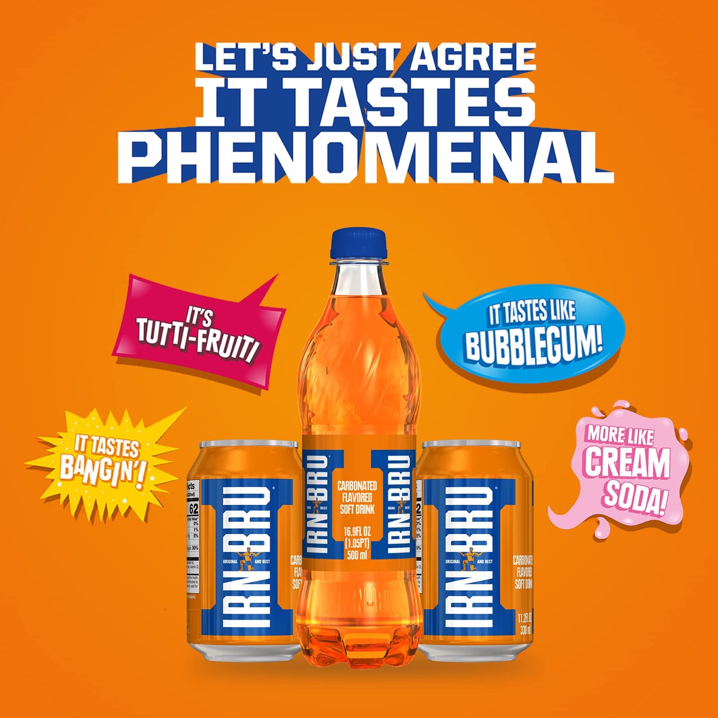 Irn-Bru From Ag Barr The Original And Best Sparkling Flavored Soft Drink | A Scottish Favorite | 16.9 Fluid Ounce (Pack Of 12)
