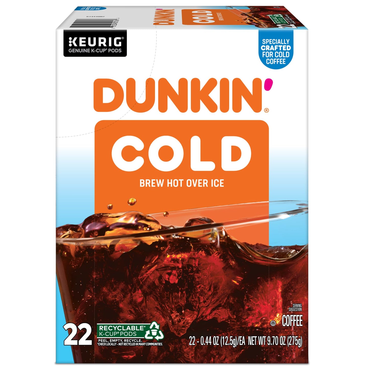 Dunkin Brew Over Ice Keurig Single Serve K-Cup Pods, 4.14 Oz, 22 Pods Per Pack, Case Of 4 Packs