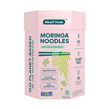 Healthy Instant Moringa Noodles | Vegan, Air Fried, High Protein 17g & 6g Fiber | For Ramen, Soup, Stir Fry, Wok | Sesame Garlic