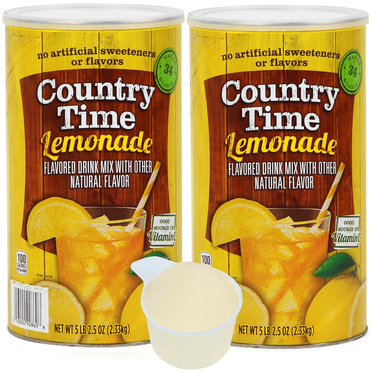 Powdered Lemonade Drink Mix- Countrytime Refreshing Lemonade Mix Powder Drink With Other Natural Flavor - Packaged In Resealable Canister With Easy Measure Scoop, 5Lb Bucket, 2 Pack (Total 10.3Lb)