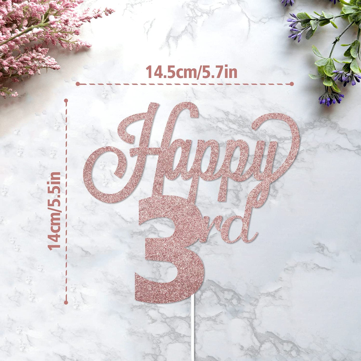 Lingteer Happy 3Rd Birthday Cake Topper - Cheers To 3Rd Birthday Three Years Old Birthday Party Decorations Gift Sign.