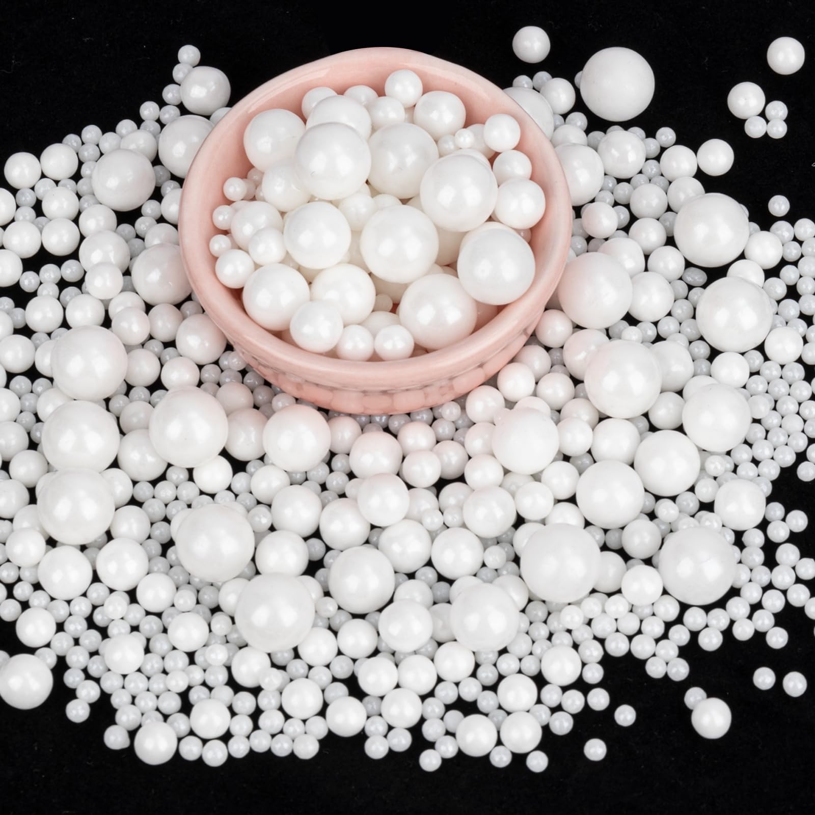 Twisweet White Pearl Sprinkles for Cake Decorating, Edible Sugar Pearls for Baking, Mix Size, Cake Topper Cupcake Cookie Ice Cre