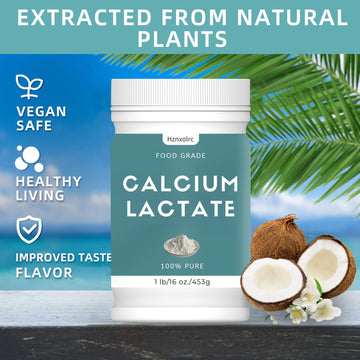 Hznxolrc Calcium Lactate Powder, Food-Grade, 16oz, Supports Bone Health, Neutralizes Food Acidity