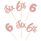 24 Pcs Six Cupcake Toppers Glitter 6Th Birthday Cupcake Picks Number 6 Cupcake Decorations For Baby Shower Kids 6Th Birthday Ann