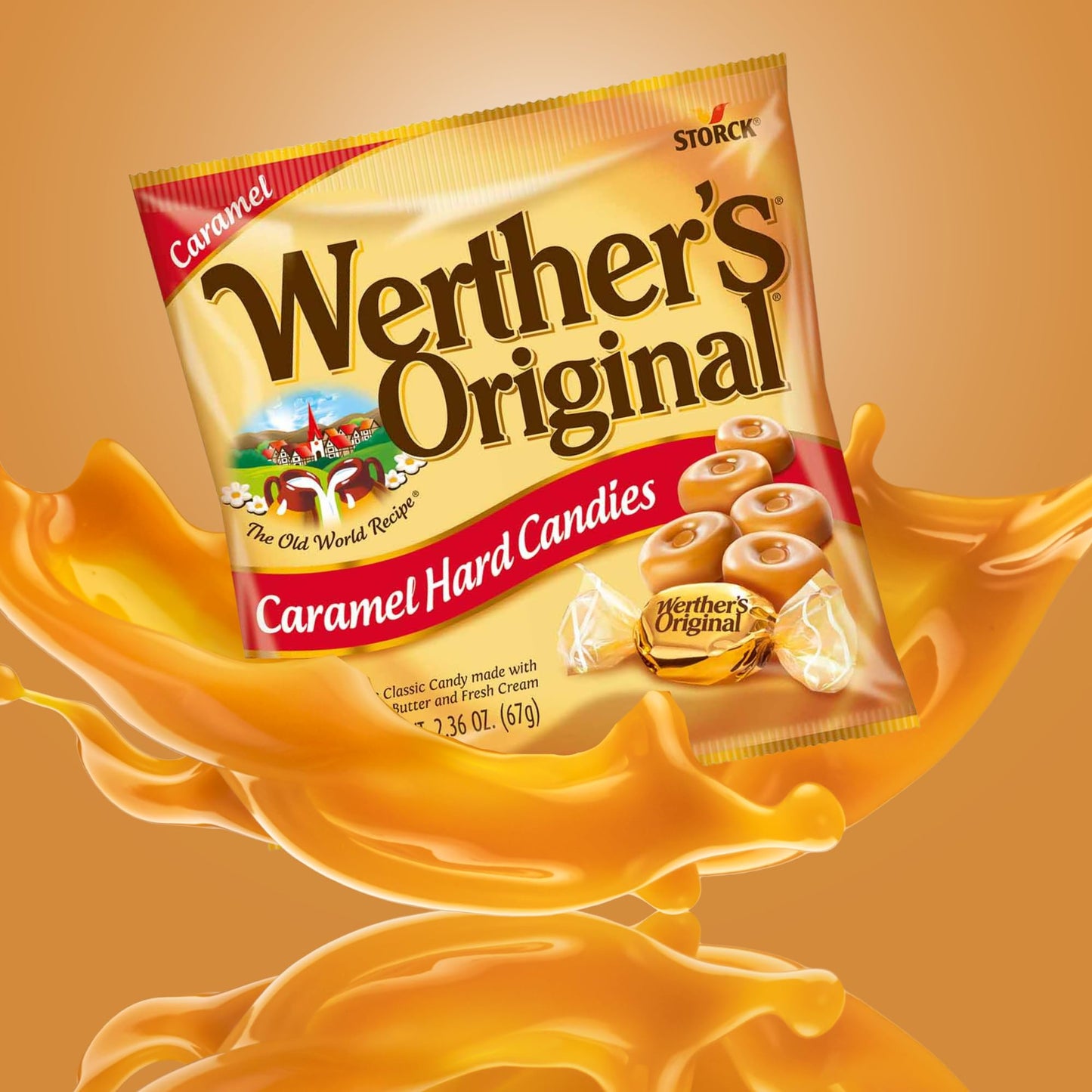 Sweetzo - Werthers Original Caramel Hard Candy, Individually Wrapped Shareable Bite Sized Candies, Office Jar Fillers, 2.36 Oun