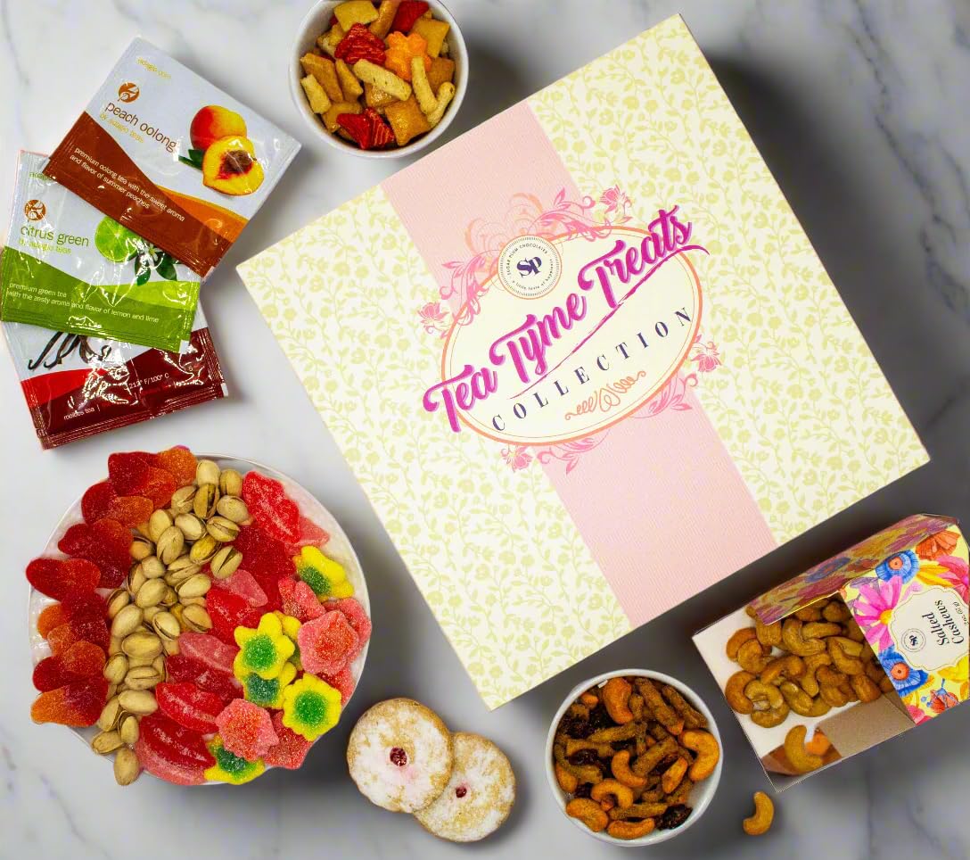 Mothers Day Gift For Mom - Premium Box With Sweet, Savory Nuts, Tarts, Cookies, Crackers, Herbal Tea, Candy - Birthday Gift For
