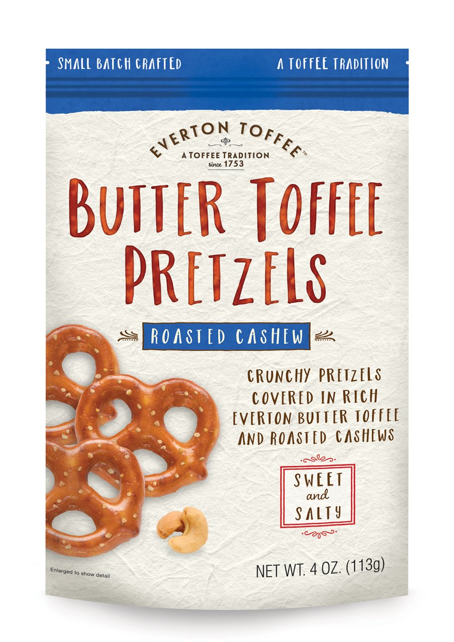 Everton Toffee Butter Toffee Pretzels, Variety Pack (4 oz. bag, 6-pack). Gourmet Artisan Toffee Covered Pretzels, Sweet and Salt