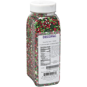 DECOPAC Christmas Fusion Mix Candy Sprinkles, 26oz, Fancy Sprinkles in Handheld Container, Festive Edible Sprinkles For Holiday 
