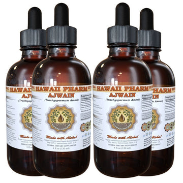 Hawaii Pharm Organic Ajwain Liquid Extract Tincture Supplement 4x4 oz