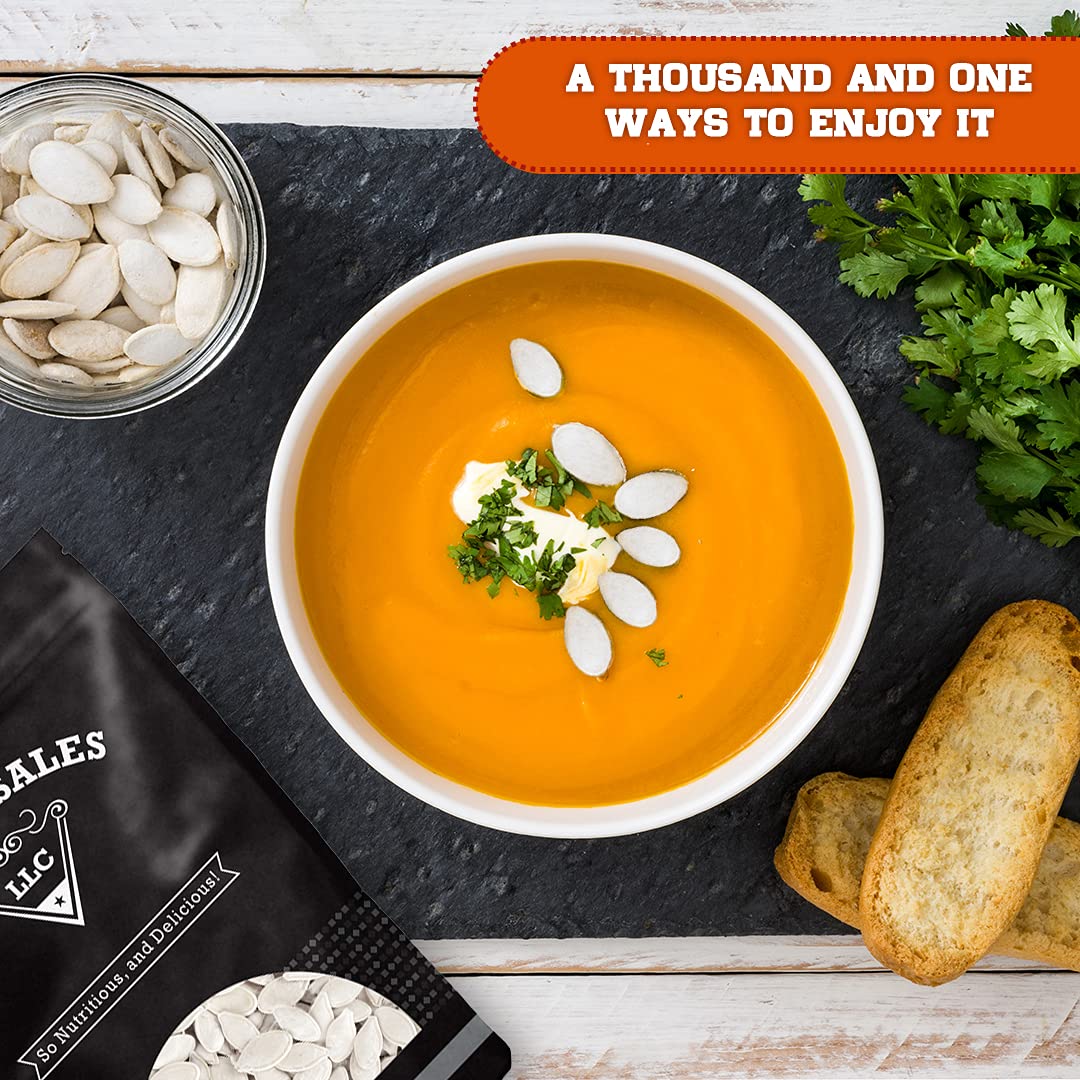 Pumpkin Seeds, Raw In shell Snow white, Oil Free, Healthy Snack, Crunchy, Delicious, Packed in a 4 lbs. (64 oz.) Resealable pouc