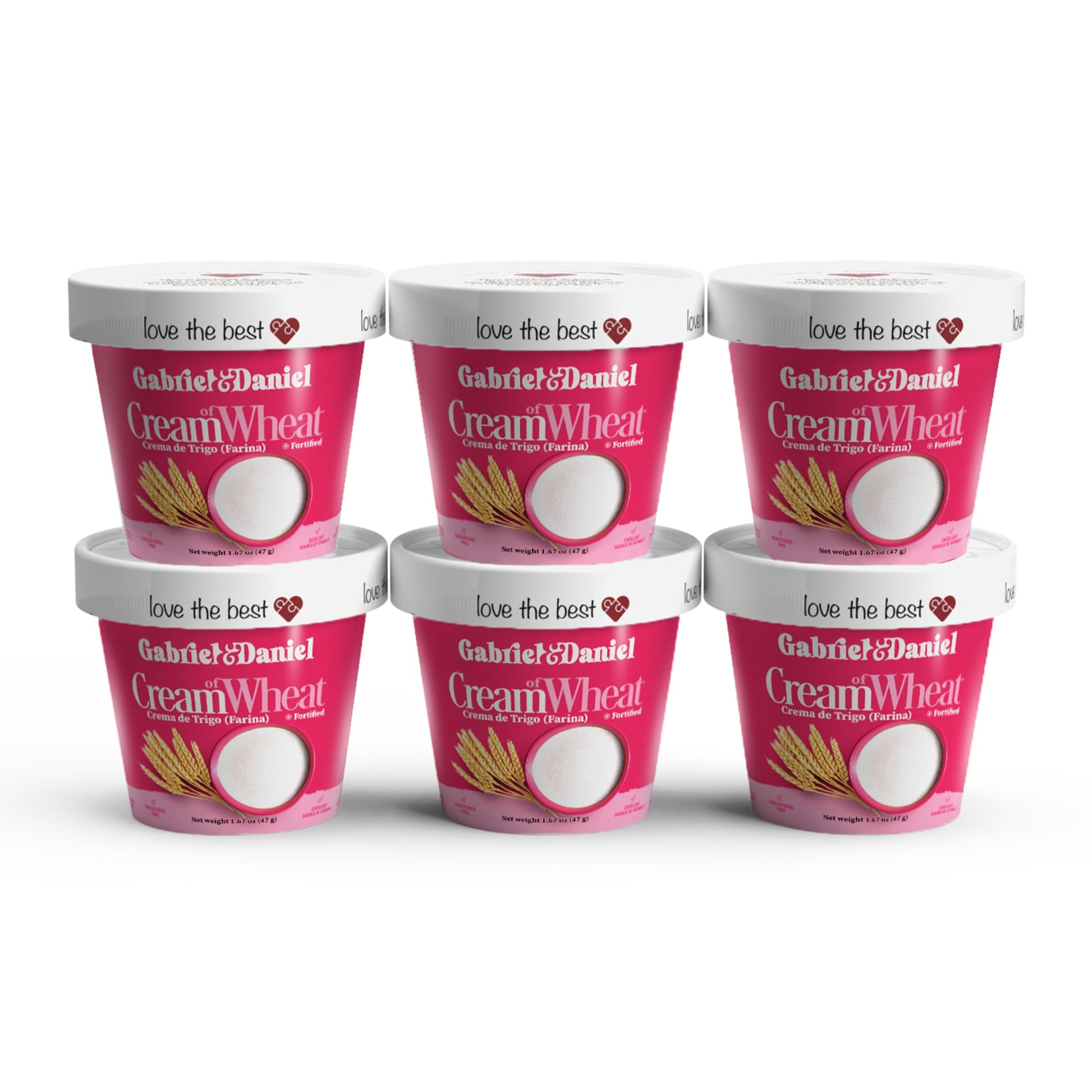 Gabriel & Daniel Organic Instant Creamy Wheat Hot Cereal Cup - Non-GMO, Rich in Iron & Vitamin C - Pack of 6