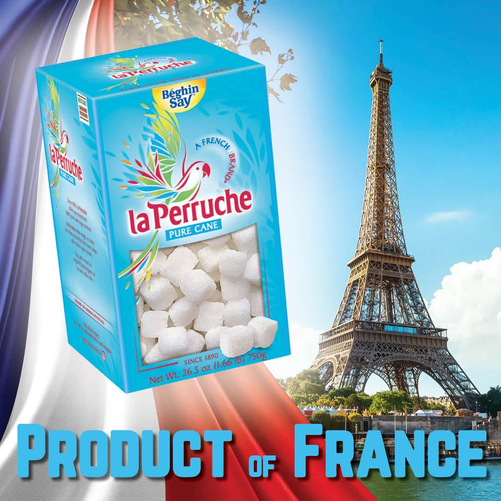 La Perruche Pure Cane White Sugar Cubes | 750g (26.5 oz) | Ideal for Teas | Pack of 1