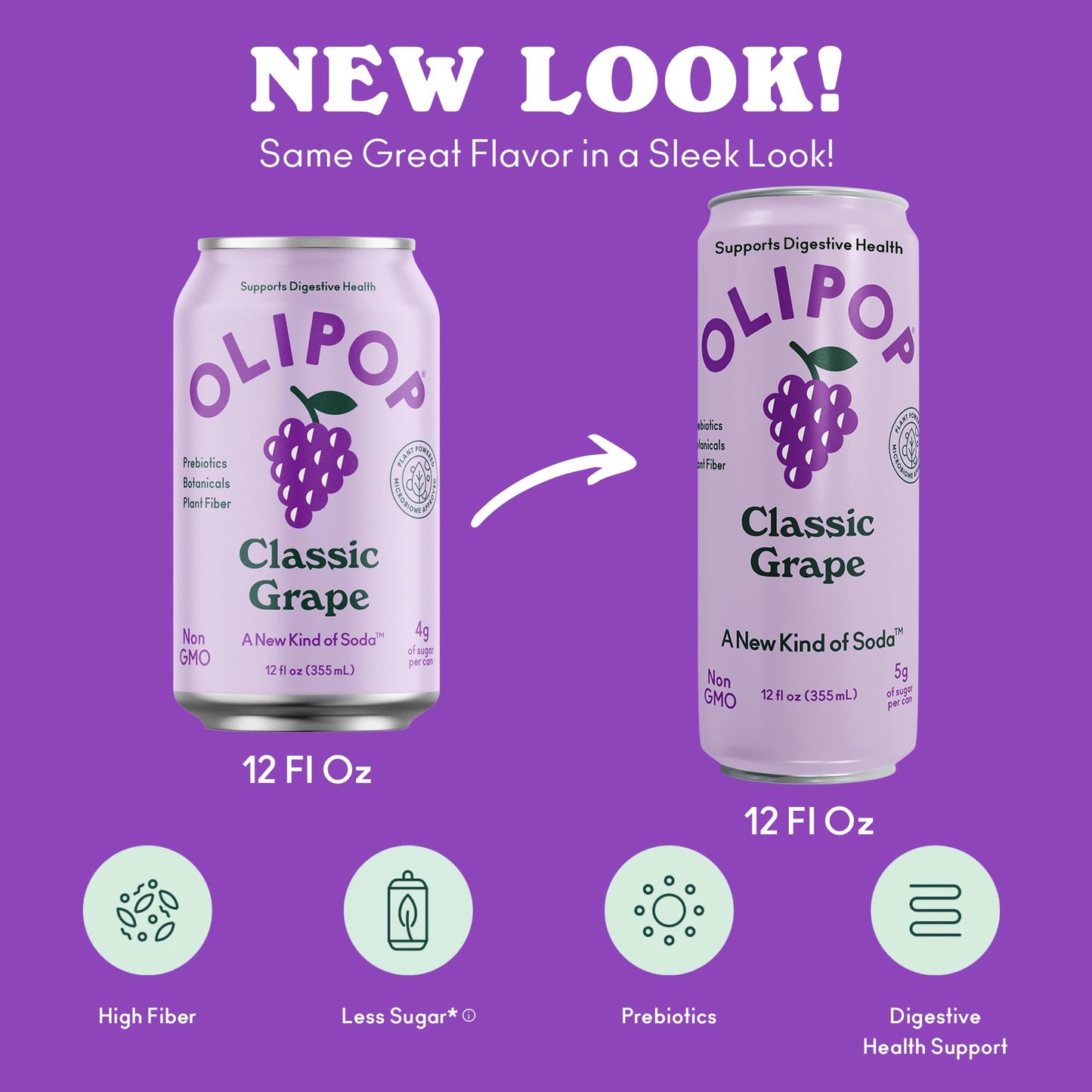 OLIPOP Prebiotic Soda Pop  Classic G  Pantry Pack Packed with Prebiotics  Fiber  and Botanicals  Gluten Free  Vegan  GMO Free  12oz Skinny (12-Cans)