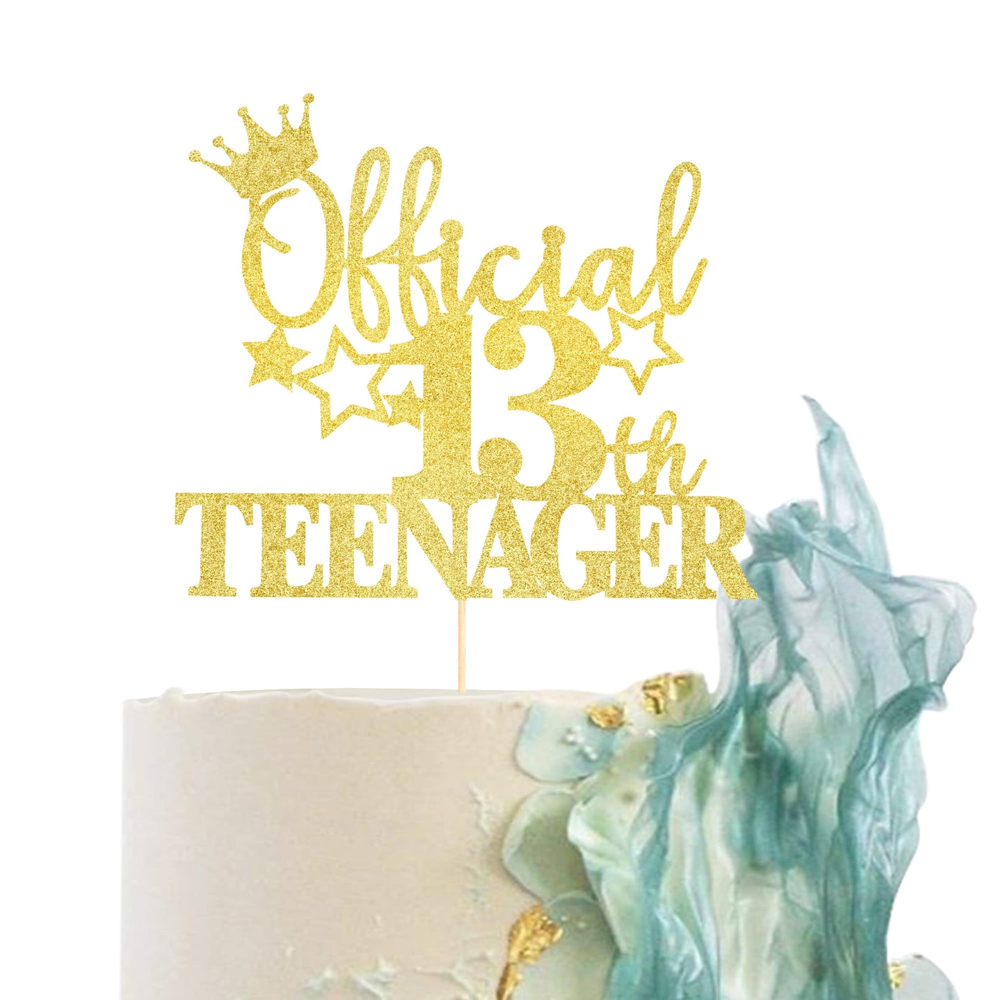 YCTHUNFISH 13th Birthday Cake Topper Glitter Number 13 Gold Small Decorations
