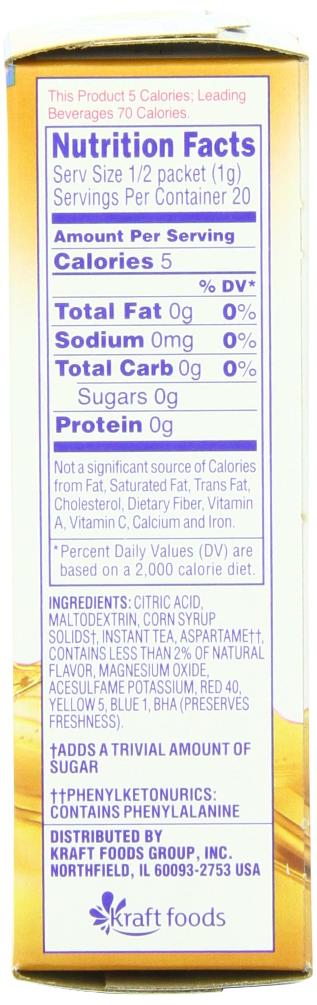 Crystal Light Lemon Iced Tea Naturally Flavored with other natural flavor Powdered Drink Mix, 120 ct Pack, 12 Boxes of 10 On-the