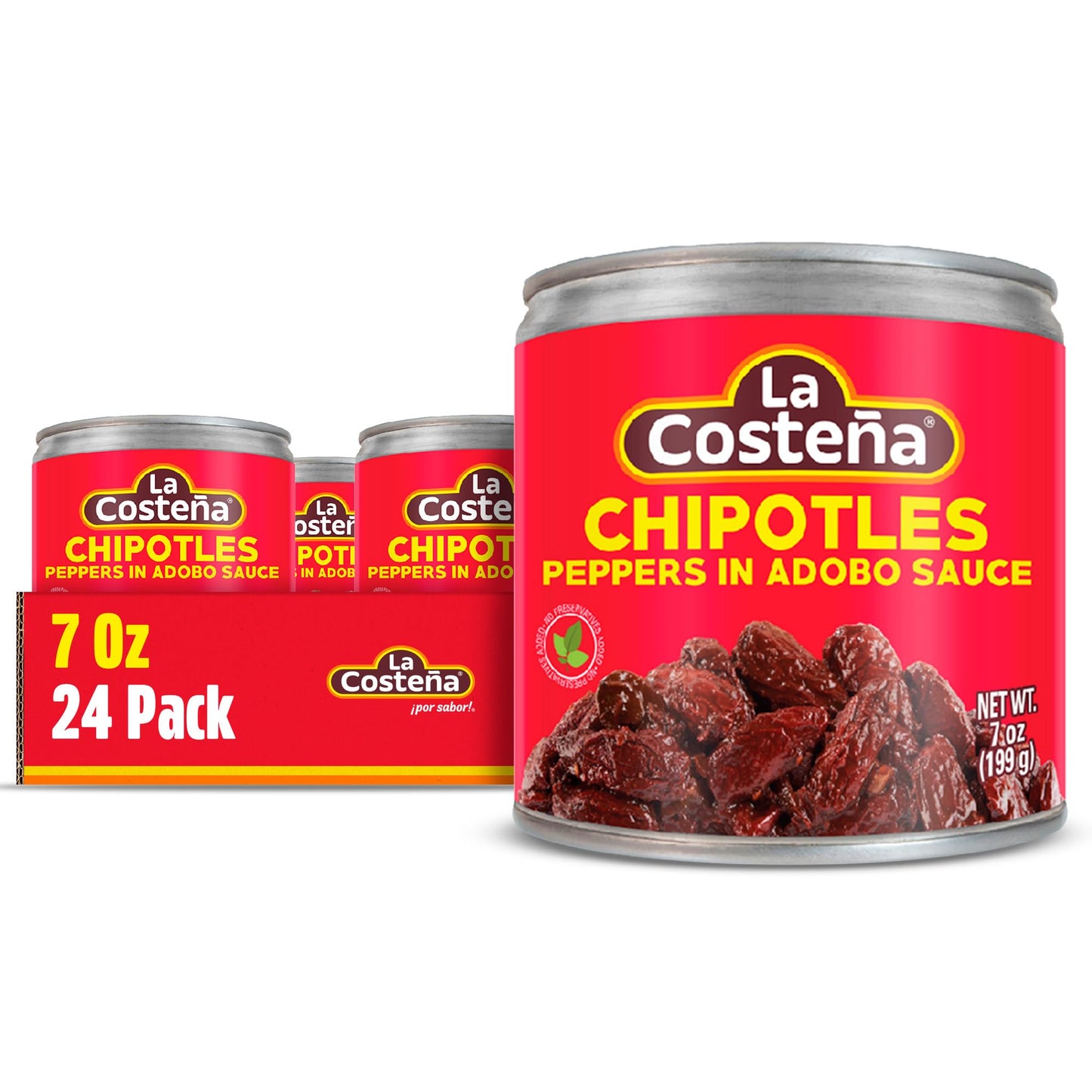 La Costeña Chipotle Peppers in Adobo Sauce, 7 Ounce Can, Pack of 24