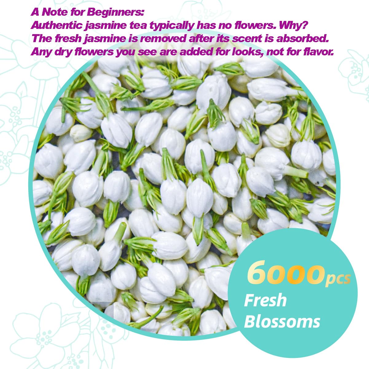 Essencesip Organic Jasmine Green Tea Loose Leaf  4oz Tin - Scented 5x with 6 000 Fresh Jasmine Blossoms  Low Caffeine  Antioxidant-Rich