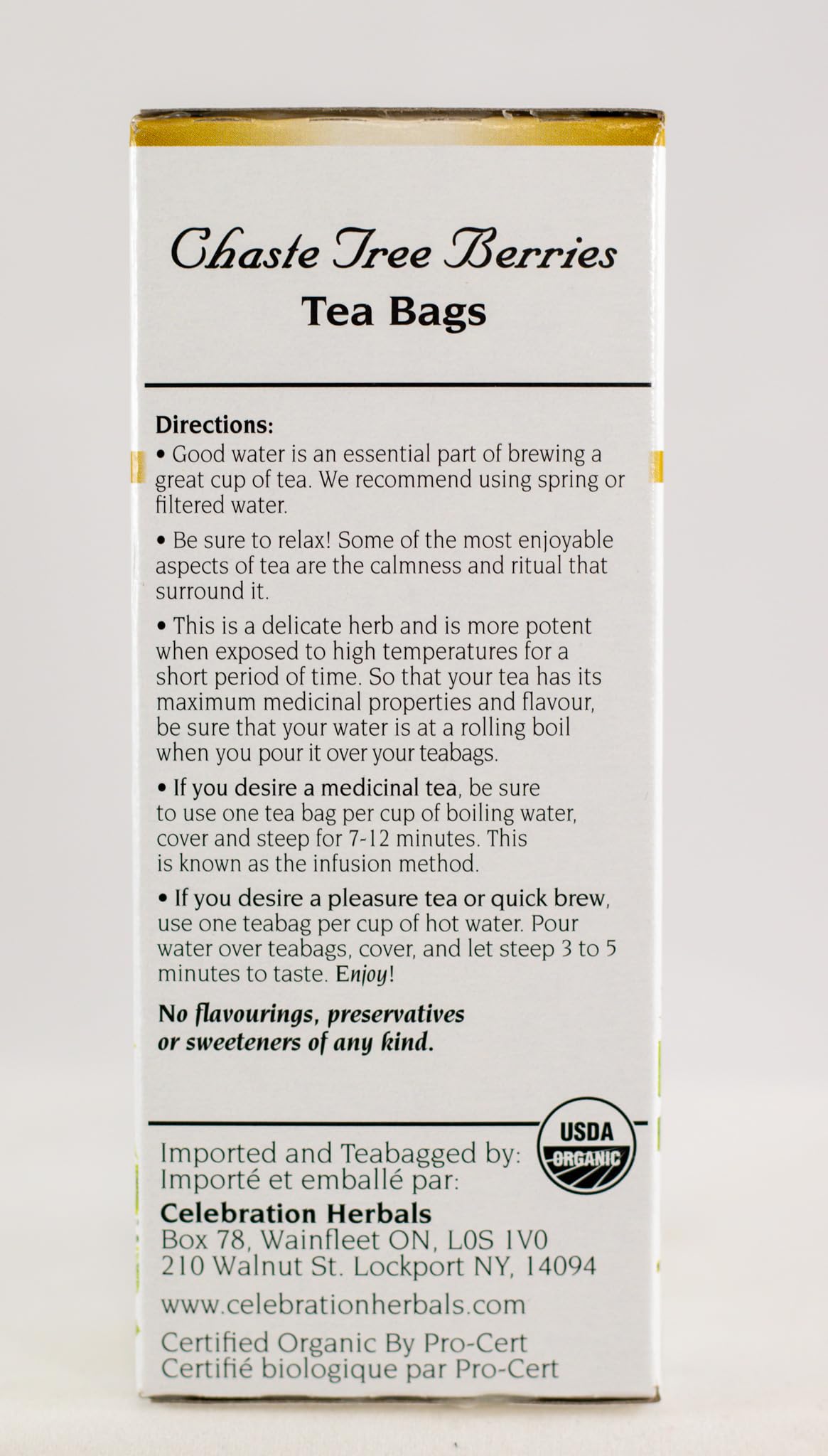 Celebration Herbals Organic Chaste Tree Berries Tea, 24 Bags