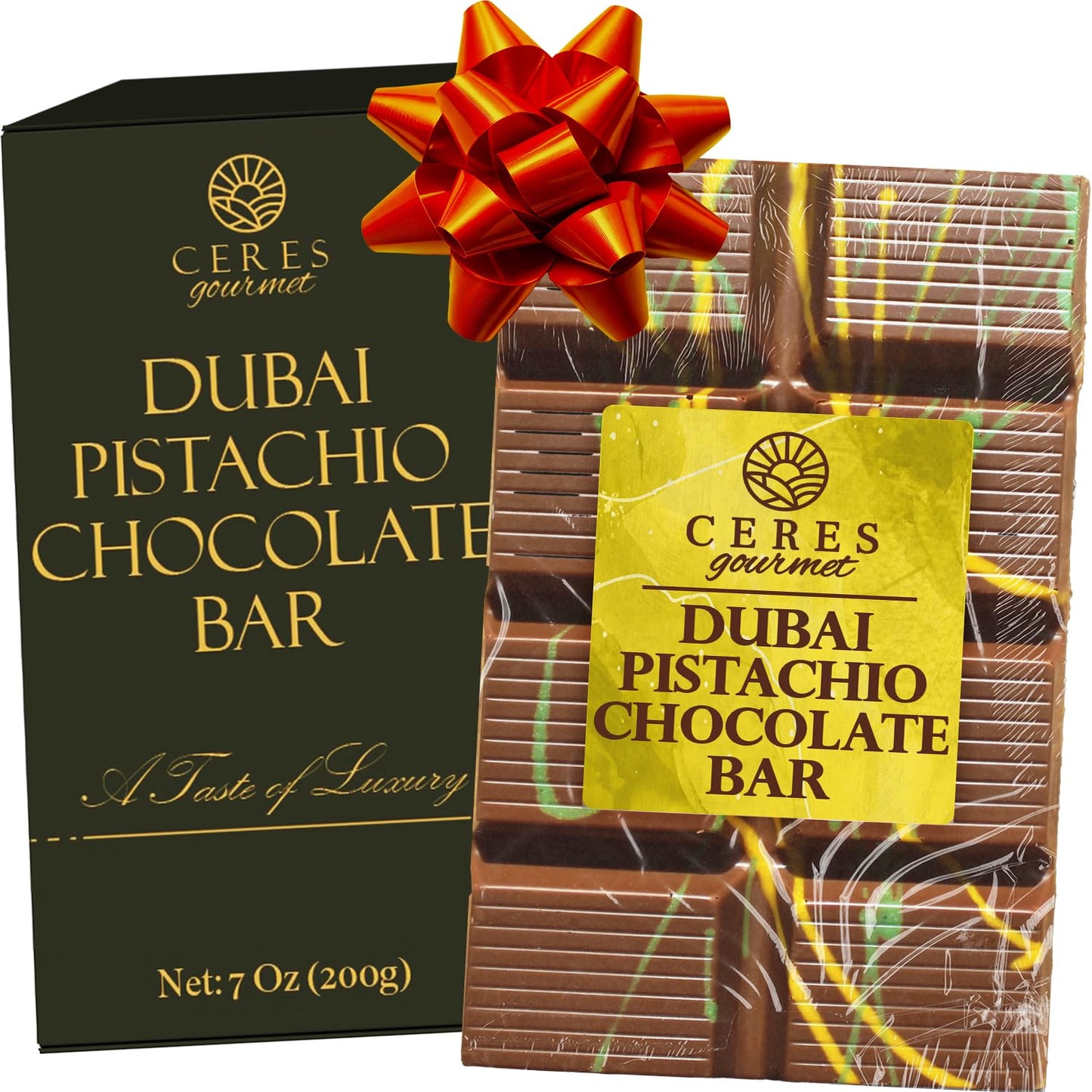 Dubai Crispy Knafeh Chocolate Pistachio Bar 7oz | Famous Dubai Kunafa Pistachio Chocolate Bar | Crispy Kunafe with Pistachio Pas