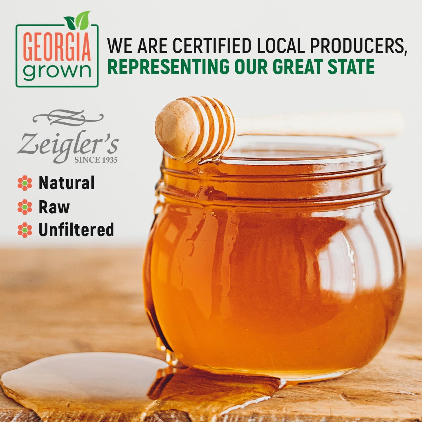 Zeigler'S Local Georgia Award Winning Honey - All Natural, Pure, Raw, & Unfiltered Georgia Honey, 32 Oz Squeeze Bottle - For Tea