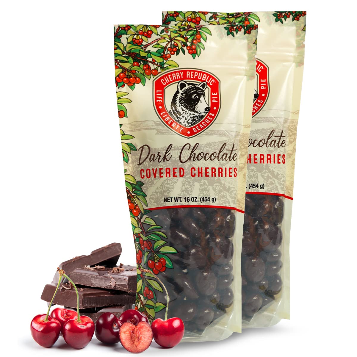Cherry Republic Dark Chocolate Cherries - Authentic & Fresh Chocolate Covered Cherries Straight from Michigan - 2 x 14 Ounces