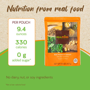 Real Food Blends - Variety Pack - Pureed Food Pouches for Tube Feeding - Real Foods Blends with Turkey, Salmon & More - Feeding