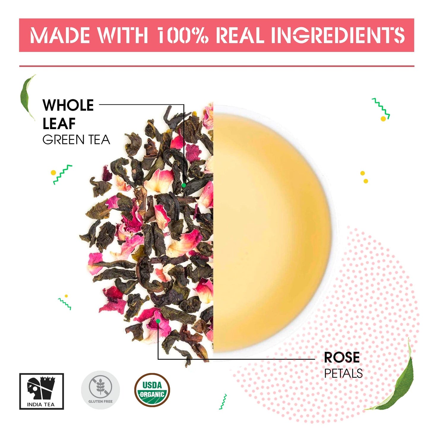 Teabox Enhanced Darjeeling Green Tea With Natural Rose Petals |100% Whole Leaf & 0% Bitterness | Green Tea From The Himalayas | 25 Tea Bags (Low Caffeine)