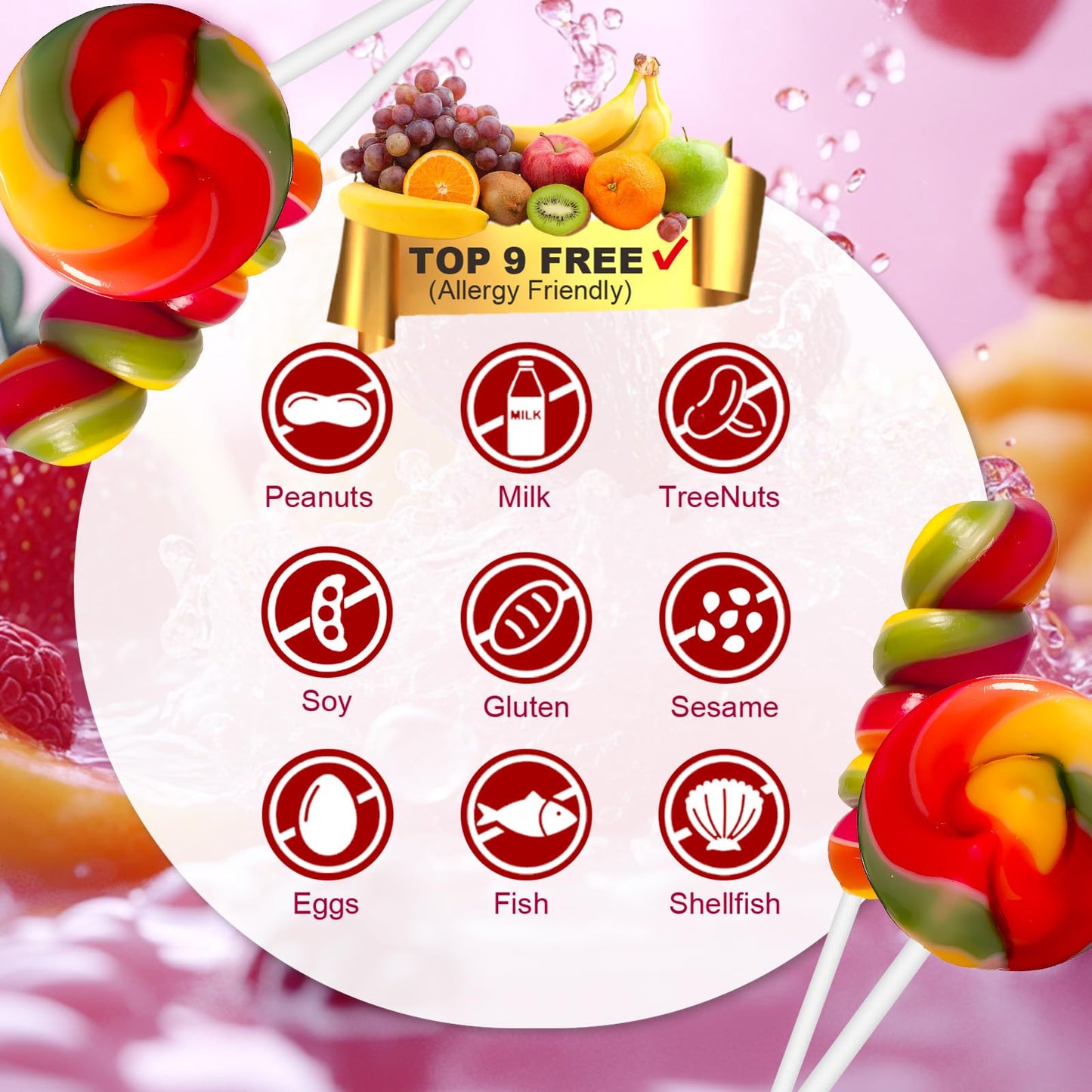 ZOFIA SWEET Rainbow Candy Lollipops, 32 Count, Individually Wrapped, Gluten Free, Twisty & Swirl, Easter Snacks