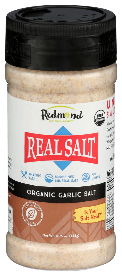 Redmond Real Sea Salt - Natural Unrefined Gluten Free, Garlic Salt 4.75 Ounce 