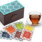 Octavius Assorted Tea Gift Set | 6 Assorted Black & Green Teas | 30 Teabags | Wooden Tea Sampler Pack W/Ornate Floral Design | Pack Of 2