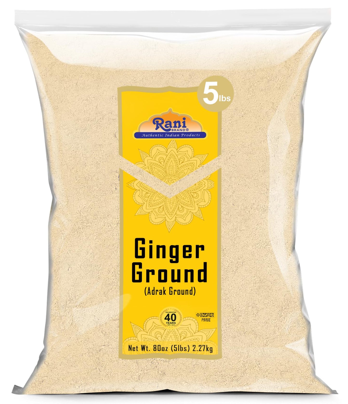 Rani Ginger (Adarak) Powder Ground, Spice 80oz (5lbs) 2.27kg Bulk ~ All Natural | Vegan | Gluten Friendly | NON-GMO | Kosher | I