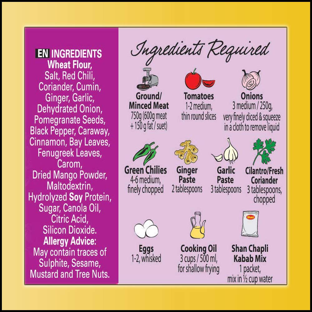 Shan Shami Kabab Seasoning Mix - Spice Powder for Meat & Lentil Patties - 1.76 oz (Pack of 6) - Vegetarian Friendly