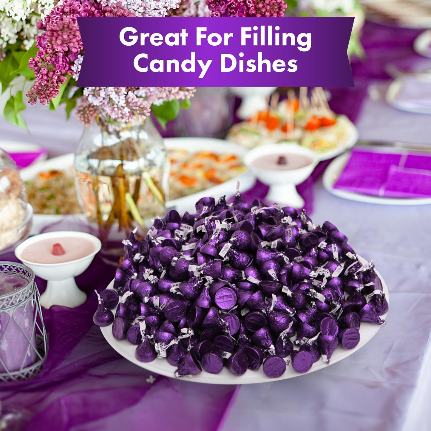Dark Chocolate Kisses, 6Lb Pack Of Dark Chocolate Individually Wrapped, Ideal Purple Candy Bulk For Parties And Gatherings, Perf