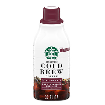 Starbucks Cold Brew Coffee Concentrate, Naturally Flavored Dark Chocolate Hazelnut, Multi-Serve Bottle (32 Fl Oz)​