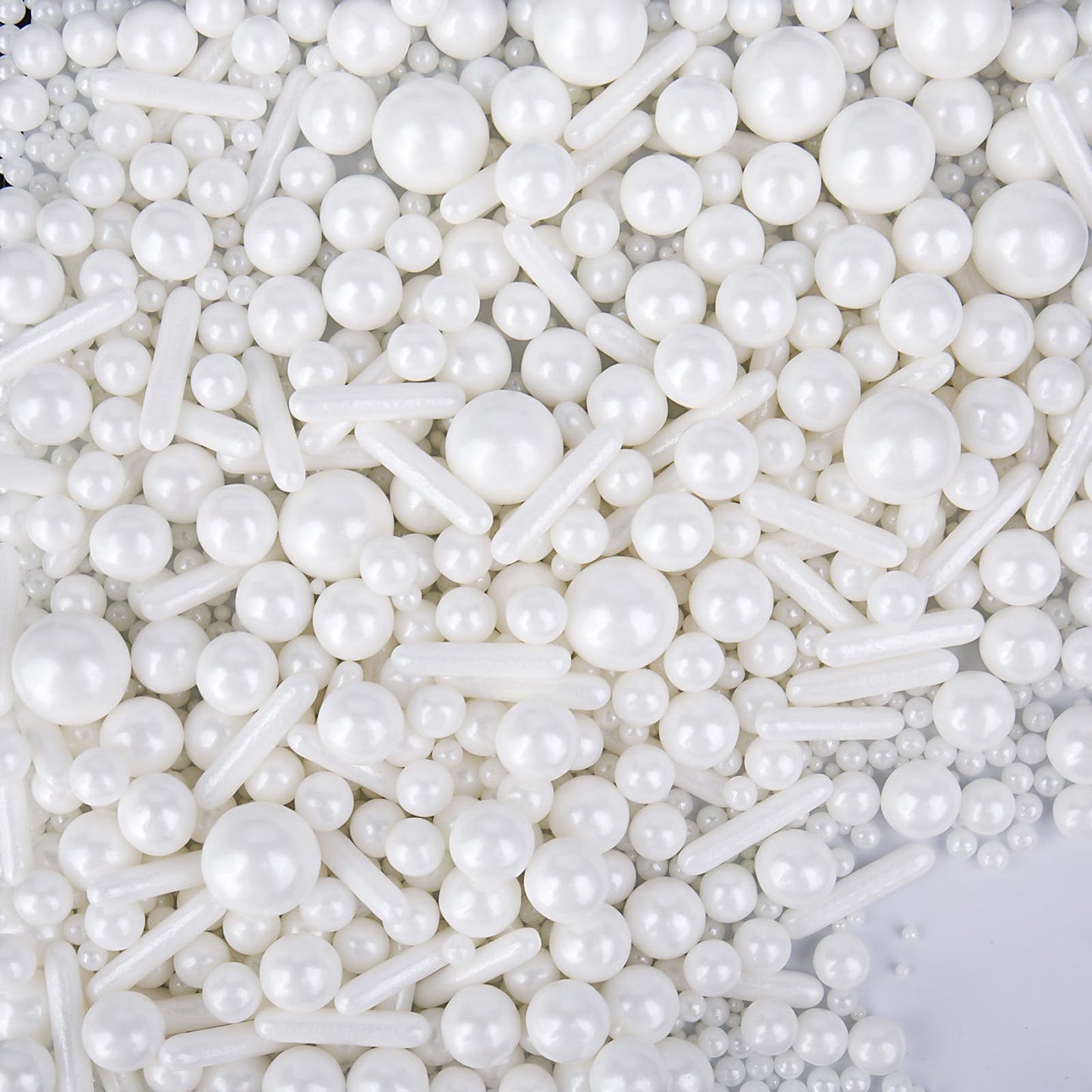 White Sprinkles for Cake Decorating, 4.6Oz White Rod and Pearl Sprinkles Mix for Baking, Cupcake, Cookie, Ice Cream, Donuts and 