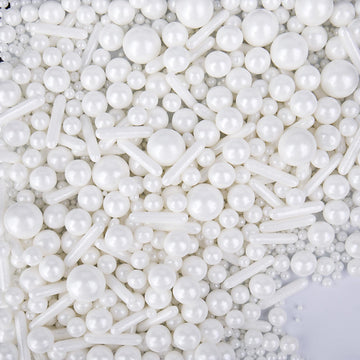 White Sprinkles for Cake Decorating, 4.6Oz White Rod and Pearl Sprinkles Mix for Baking, Cupcake, Cookie, Ice Cream, Donuts and 
