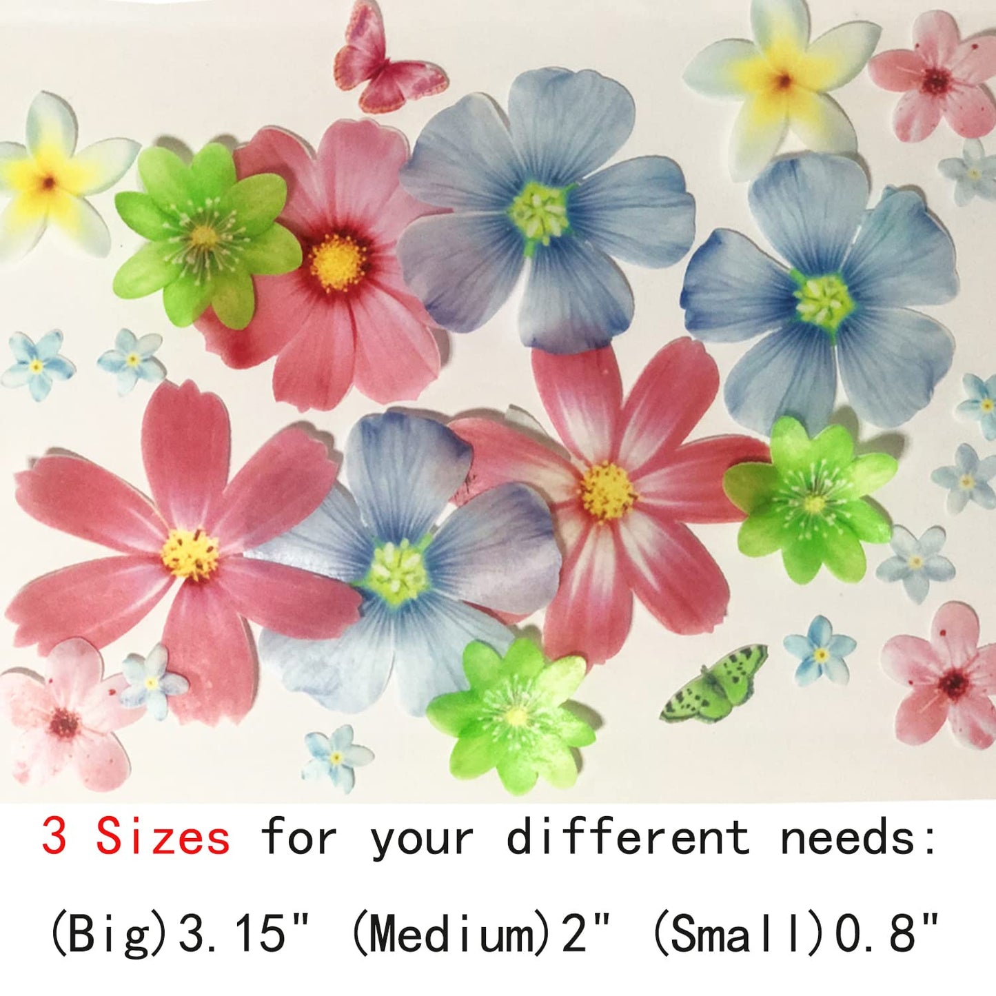 Set Of 27 Edible Flowers & Butterflies Cupcake Toppers Wedding Cake Party Food Decoration Mixed Size & Colour