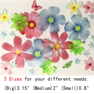 Set Of 27 Edible Flowers & Butterflies Cupcake Toppers Wedding Cake Party Food Decoration Mixed Size & Colour